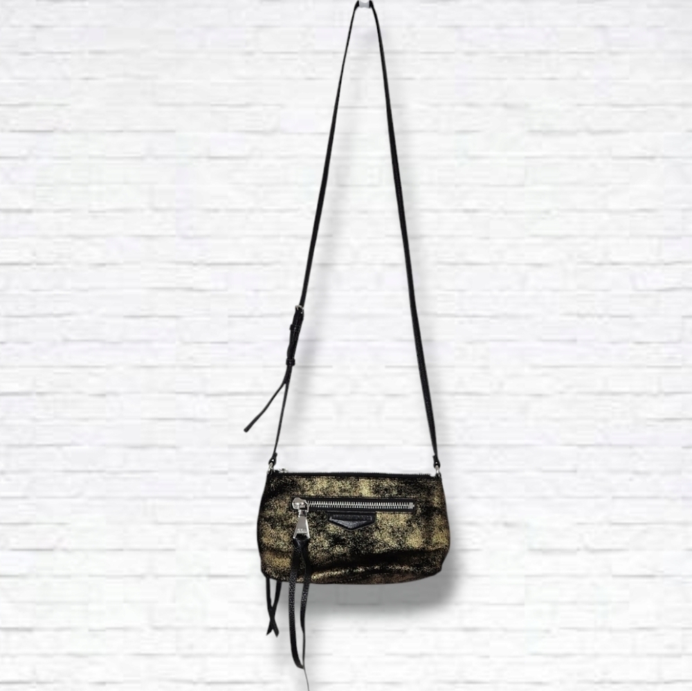 Aimee Kestenberg Black and Gold Metallic Crossbody Pouch